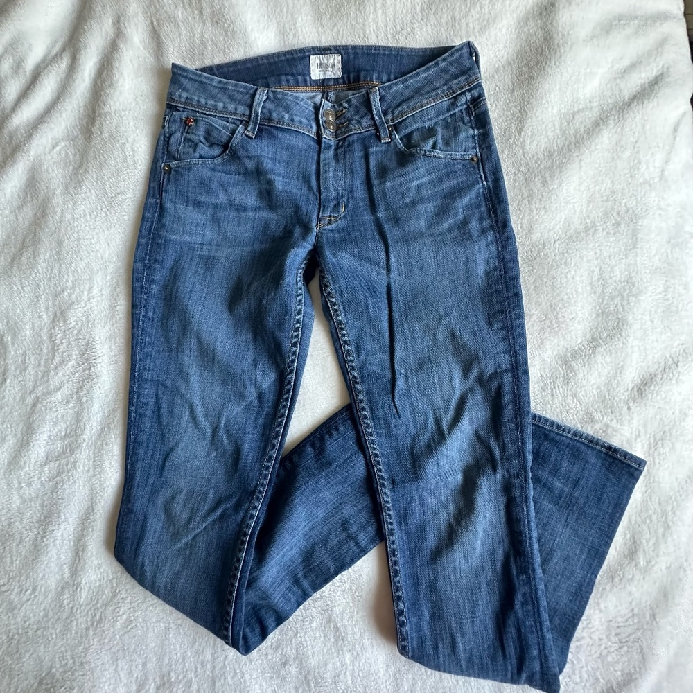 Hudson Collin Midrise Skinny Jeans With Back Pocket Flaps Sz 27
